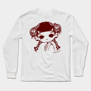 whimsical chinese doll illustration Long Sleeve T-Shirt